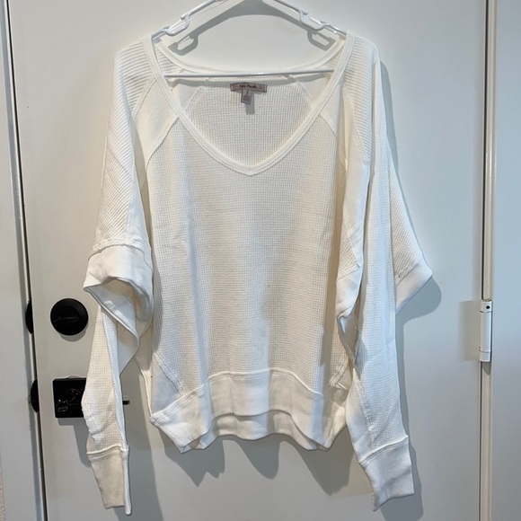 Free People Tops - NWT Free People Santa Clara Thermal Long Sleeve V Neck Top Alabaster Small